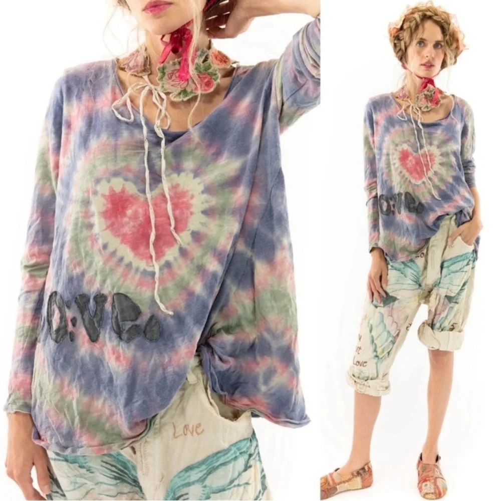 Magnolia Pearl “Love” Tie Dye Appliqué Dylan tee - Picture 2 of 8